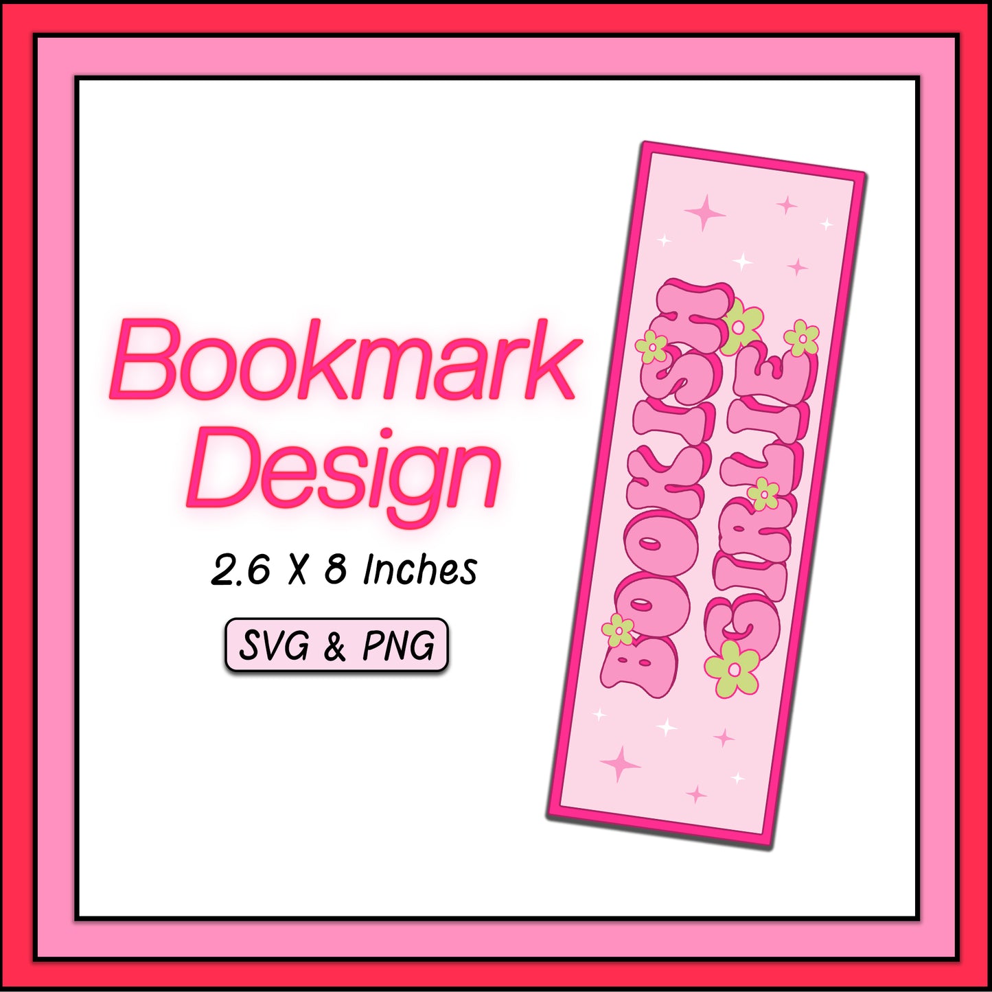 Bookish Girlie Bookmark - SVG & PNG