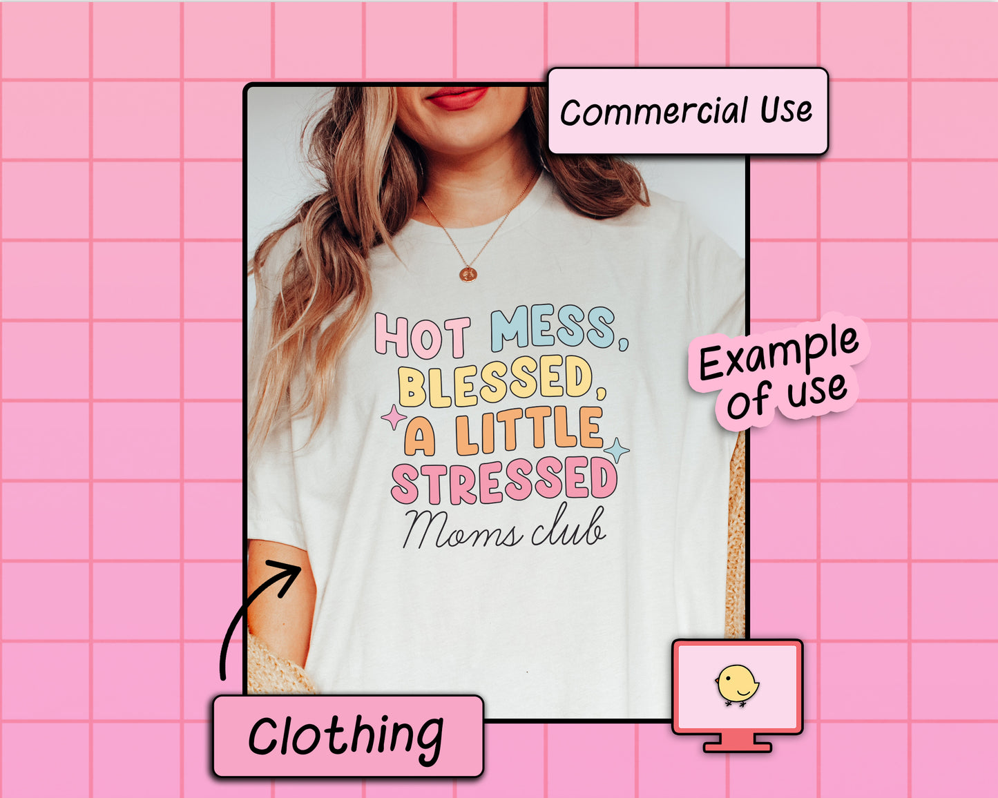 Hot Mess, Blessed, A Little Stressed, Moms Club - SVG & PNG