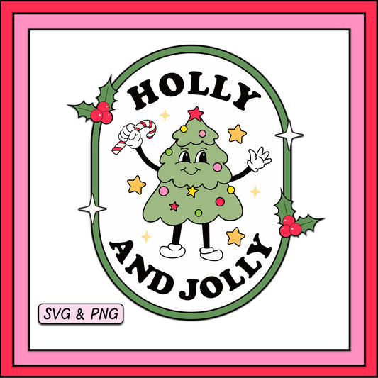 Holly and Jolly Label - SVG & PNG