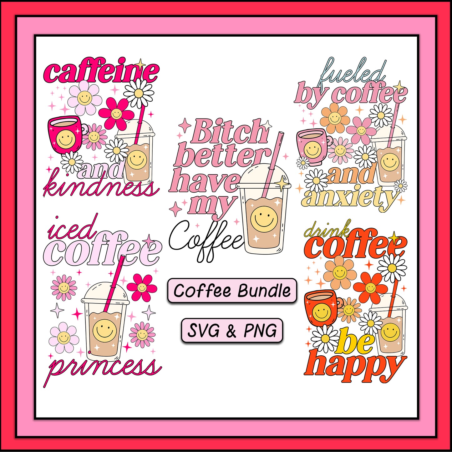 Coffee Bundle - 5 SVG & PNG