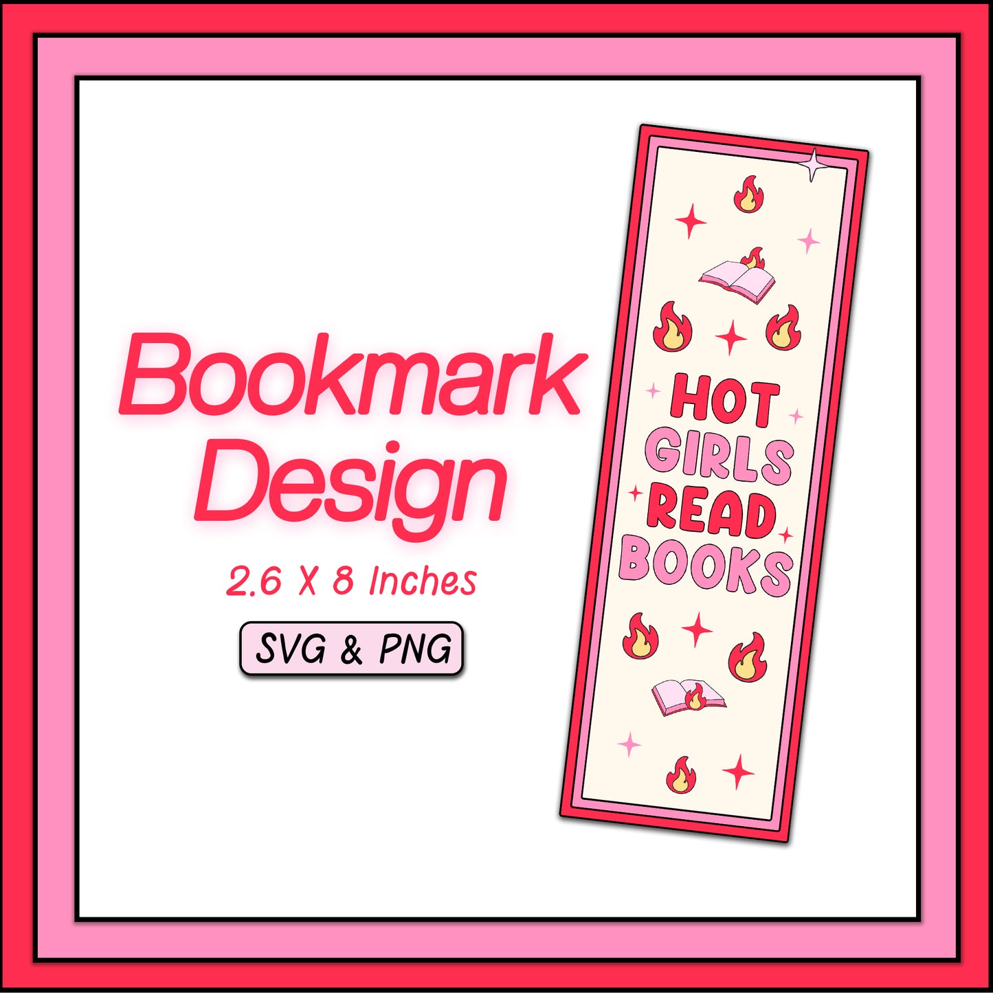 Hot Girls Read Books Bookmark - SVG & PNG